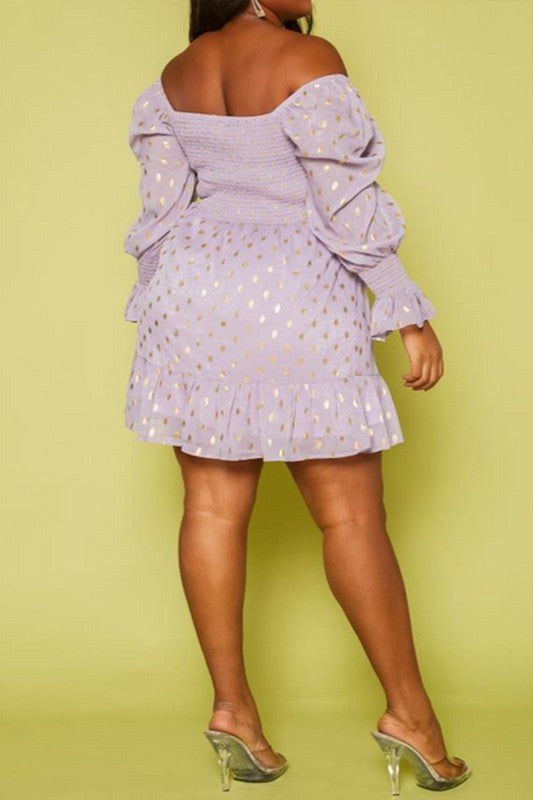Polka Dot Off Shoulder Mini Dress