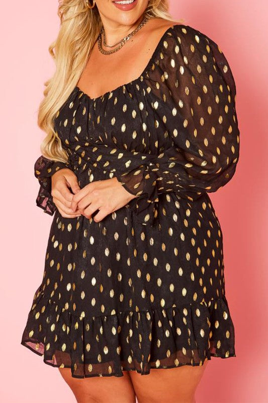 Polka Dot Off Shoulder Mini Dress