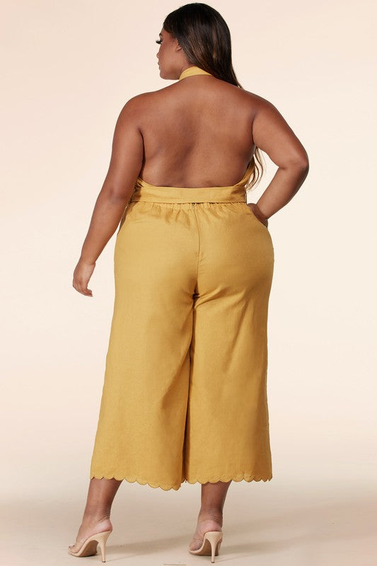 Mock Neck Ruffled Halter Jumpsuit