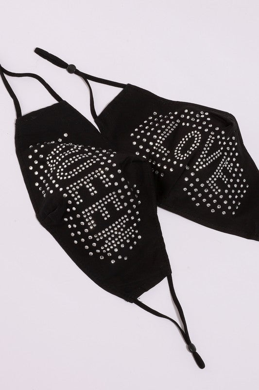 Rhinestone Face Mask w/Filter Pocket