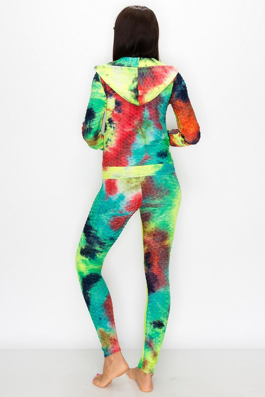 Lime -3 Pc Bubble Texture Legging Set
