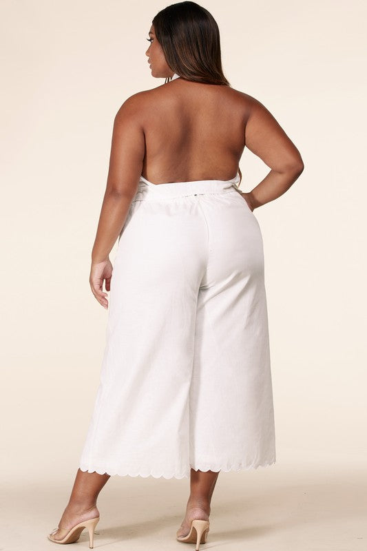 Mock Neck Ruffled Halter Jumpsuit