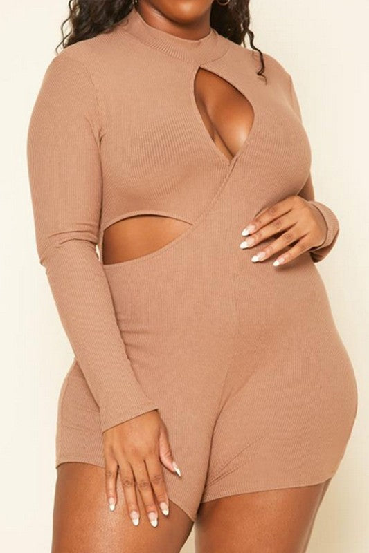 Ribbed Knit Cut Out Romper