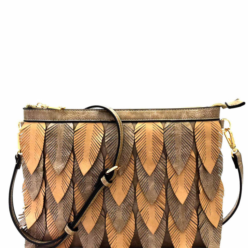 Two-Tone Leaf Shoulder Bag