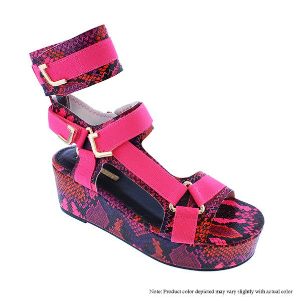 Pink Snakeskin Flatform Sandal