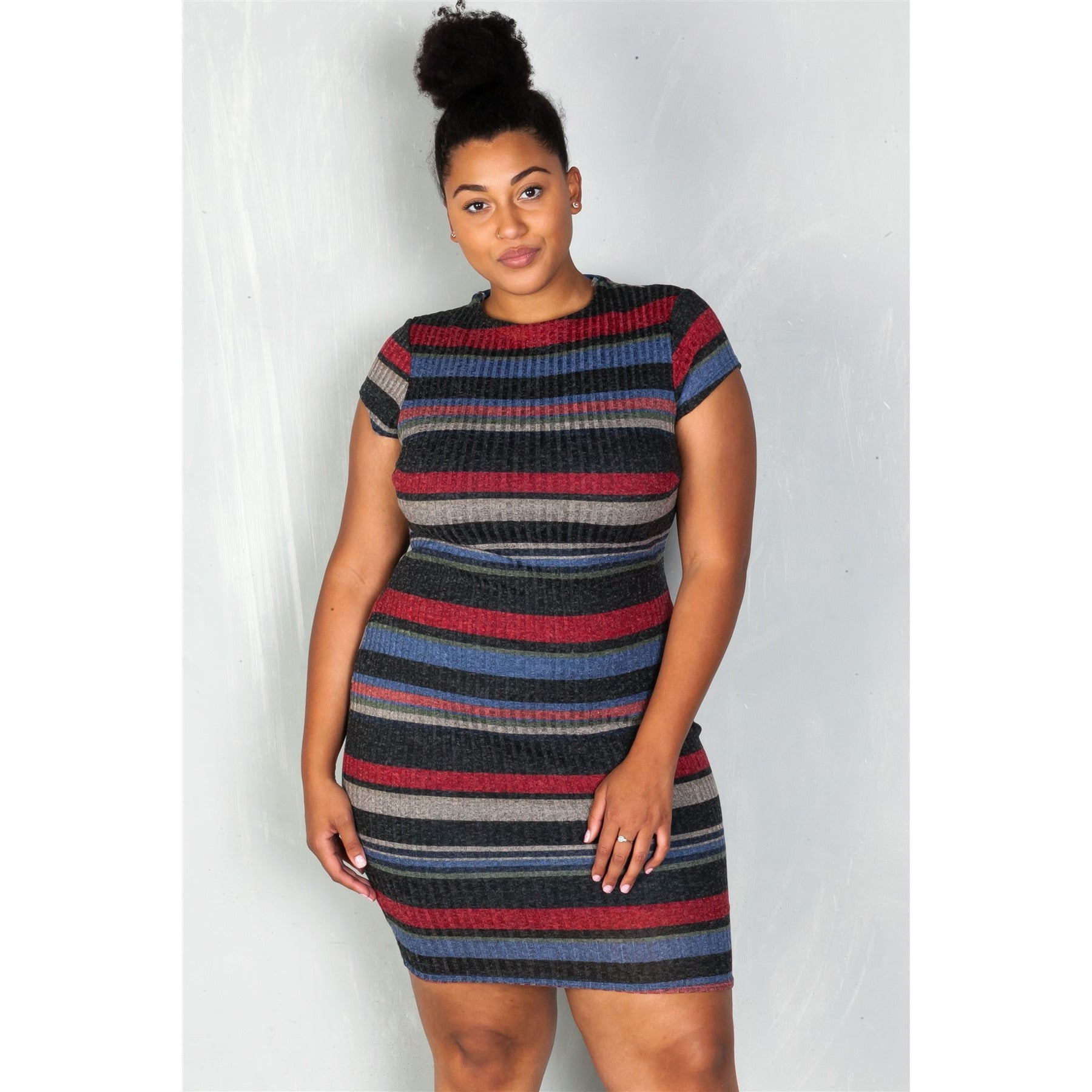Striped Sweater Dress - The Kurve