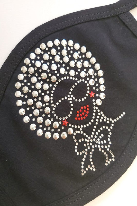 Studded Afro woman face mask non medical