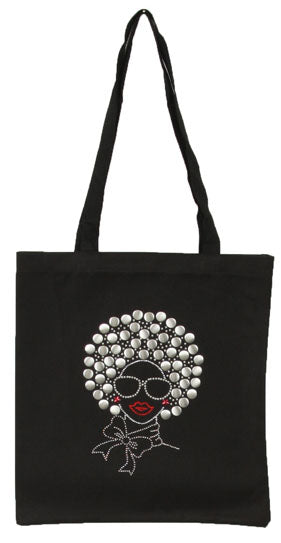 Cotton Studded Afro woman tote bag