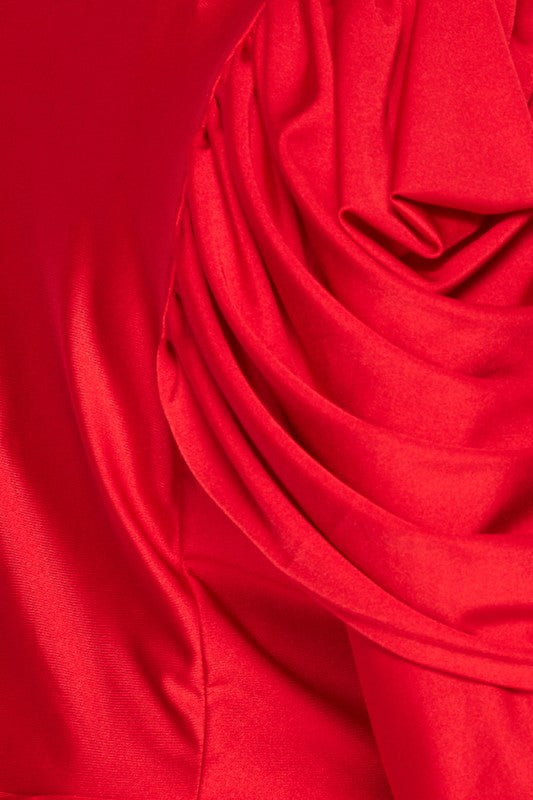 Red-On Point V-Neck Dress