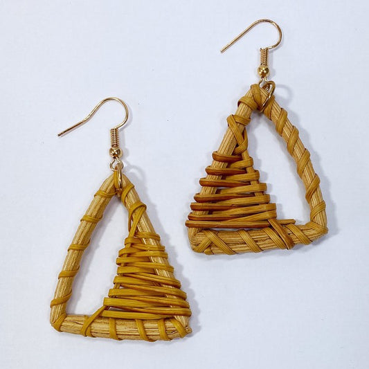 Wooden Triangle Dangle Earrings