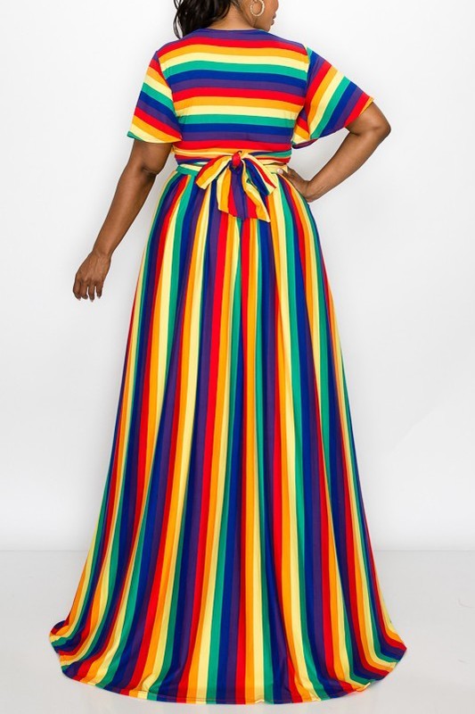 Striped Rainbow Skirt Set