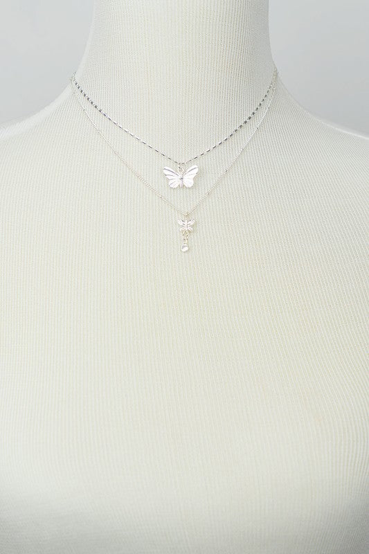 2 Row Butterfly Necklace