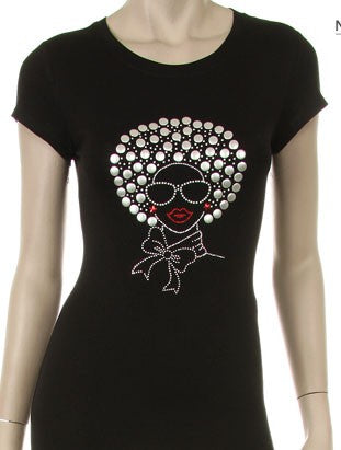 Cotton Studded Afro woman plus size tee shirt