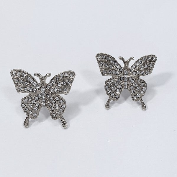 Butterfly Rhinestone Post Earrings