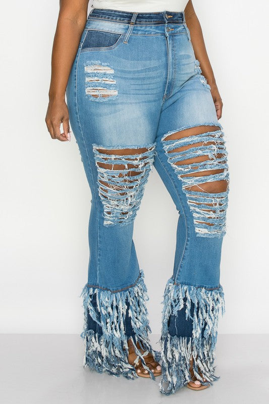 Duo Flare Fringy Jeans