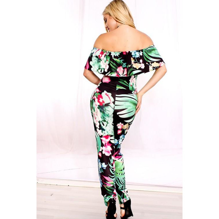 Tropical Print Jumpsuit - The Kurve