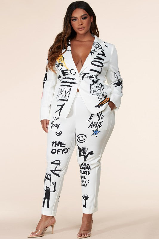 Chic Tattoo Pant Suit