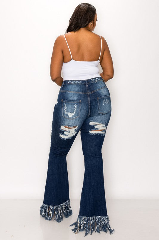 Skinny Flare Fringy Jeans